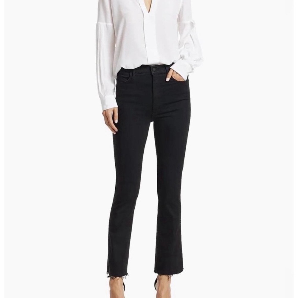 MOTHER The Hustler Ankle Fray Black Jeans Size 30 Retail $228